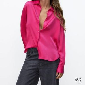 Fuschia Satin Long sleeve shirt